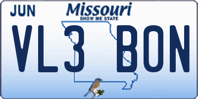MO license plate VL3B0N