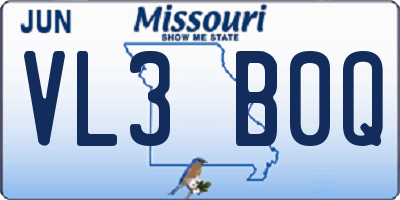 MO license plate VL3B0Q