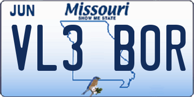 MO license plate VL3B0R