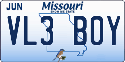 MO license plate VL3B0Y