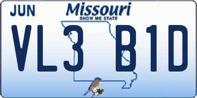 MO license plate VL3B1D