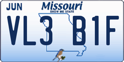 MO license plate VL3B1F