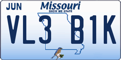 MO license plate VL3B1K