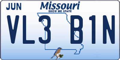 MO license plate VL3B1N