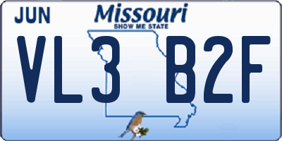 MO license plate VL3B2F