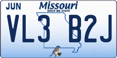 MO license plate VL3B2J