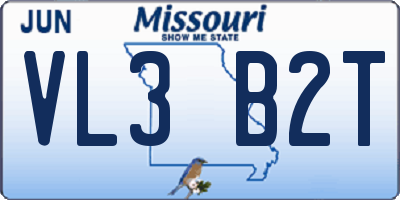 MO license plate VL3B2T