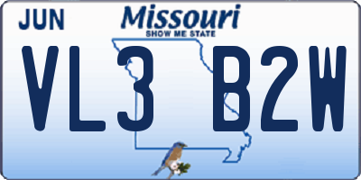 MO license plate VL3B2W