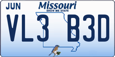 MO license plate VL3B3D