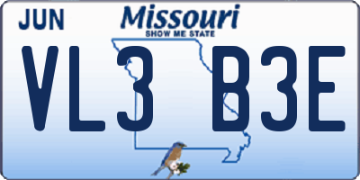 MO license plate VL3B3E