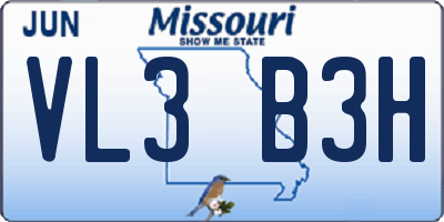 MO license plate VL3B3H