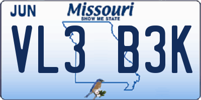 MO license plate VL3B3K
