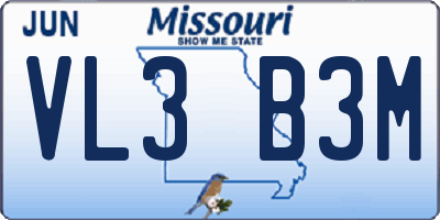 MO license plate VL3B3M