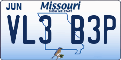 MO license plate VL3B3P