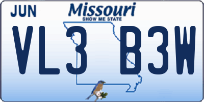 MO license plate VL3B3W