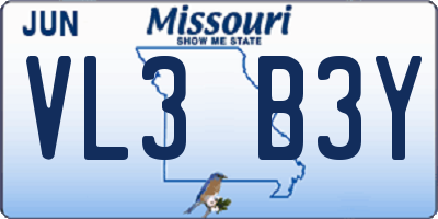 MO license plate VL3B3Y