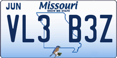 MO license plate VL3B3Z