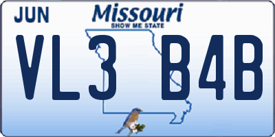 MO license plate VL3B4B