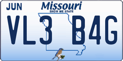 MO license plate VL3B4G