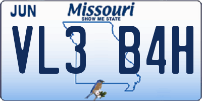 MO license plate VL3B4H