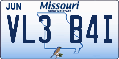 MO license plate VL3B4I