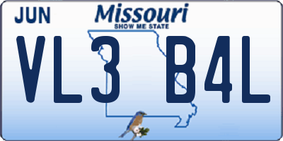 MO license plate VL3B4L