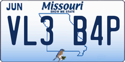 MO license plate VL3B4P