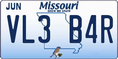 MO license plate VL3B4R