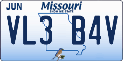 MO license plate VL3B4V