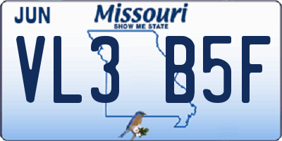 MO license plate VL3B5F