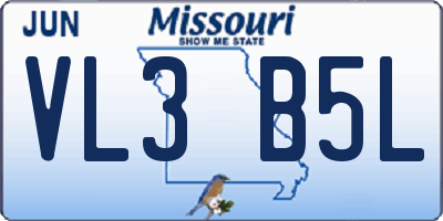 MO license plate VL3B5L