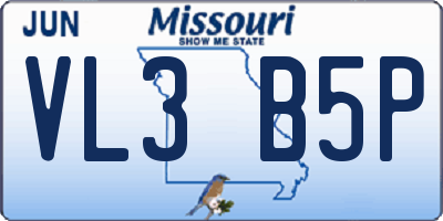 MO license plate VL3B5P