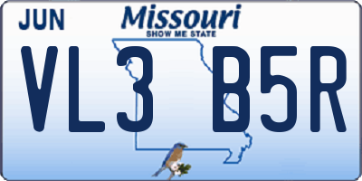 MO license plate VL3B5R