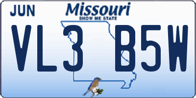 MO license plate VL3B5W
