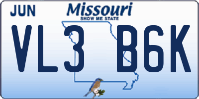 MO license plate VL3B6K