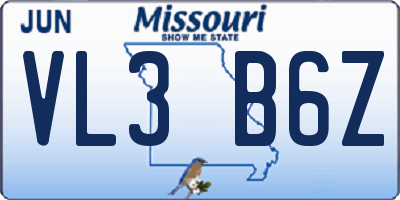 MO license plate VL3B6Z