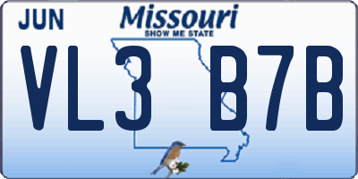 MO license plate VL3B7B