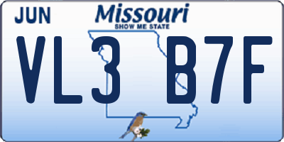 MO license plate VL3B7F