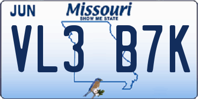 MO license plate VL3B7K