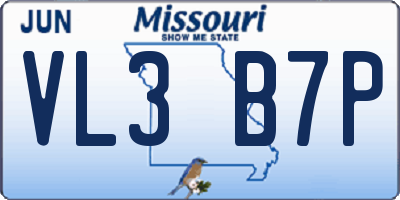 MO license plate VL3B7P