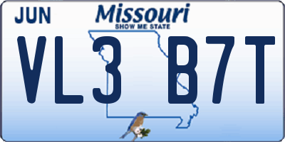 MO license plate VL3B7T