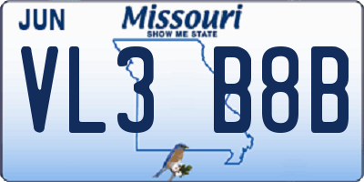 MO license plate VL3B8B