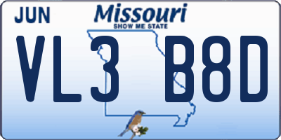 MO license plate VL3B8D