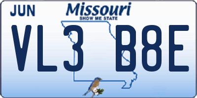 MO license plate VL3B8E