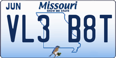 MO license plate VL3B8T