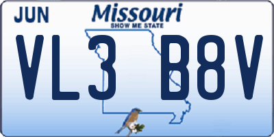 MO license plate VL3B8V
