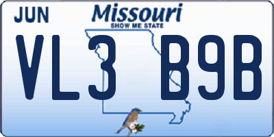 MO license plate VL3B9B