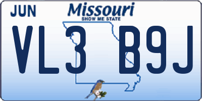 MO license plate VL3B9J