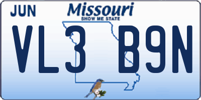 MO license plate VL3B9N