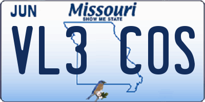 MO license plate VL3C0S